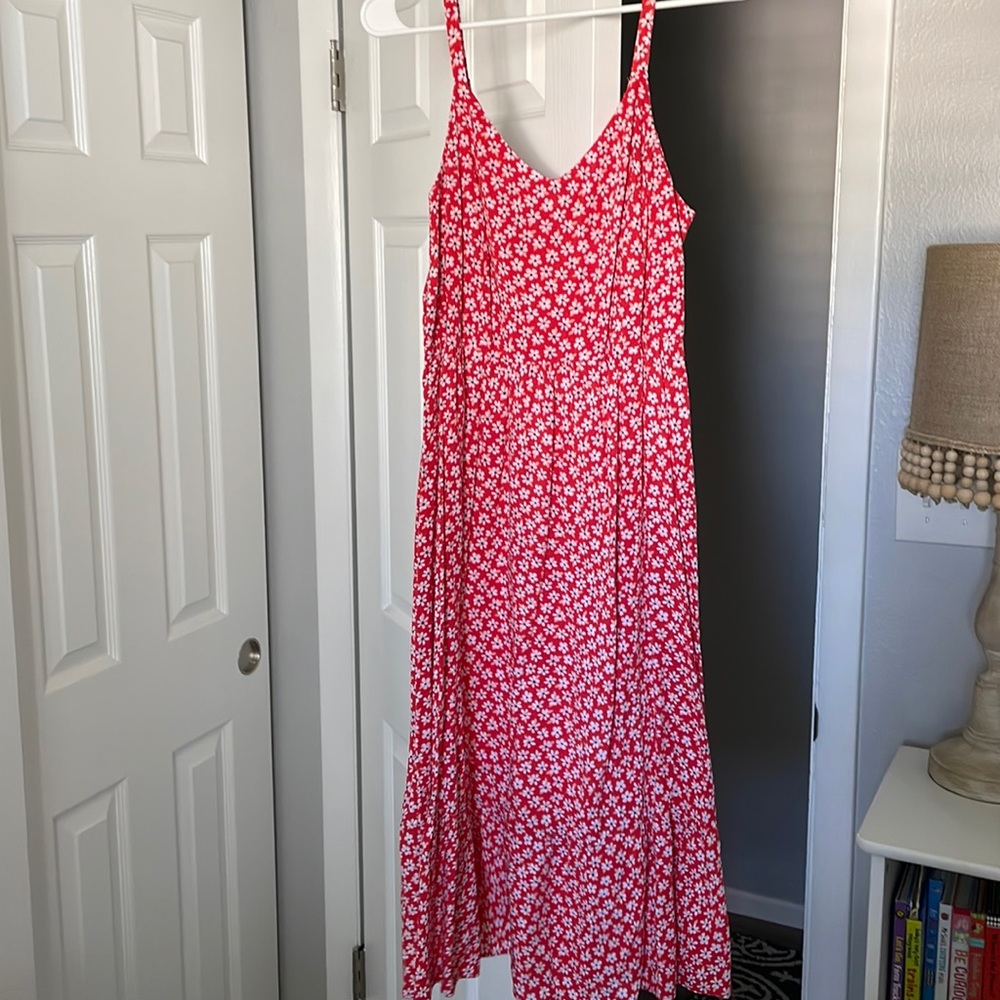 Red Floral Old Navy Midi Dress